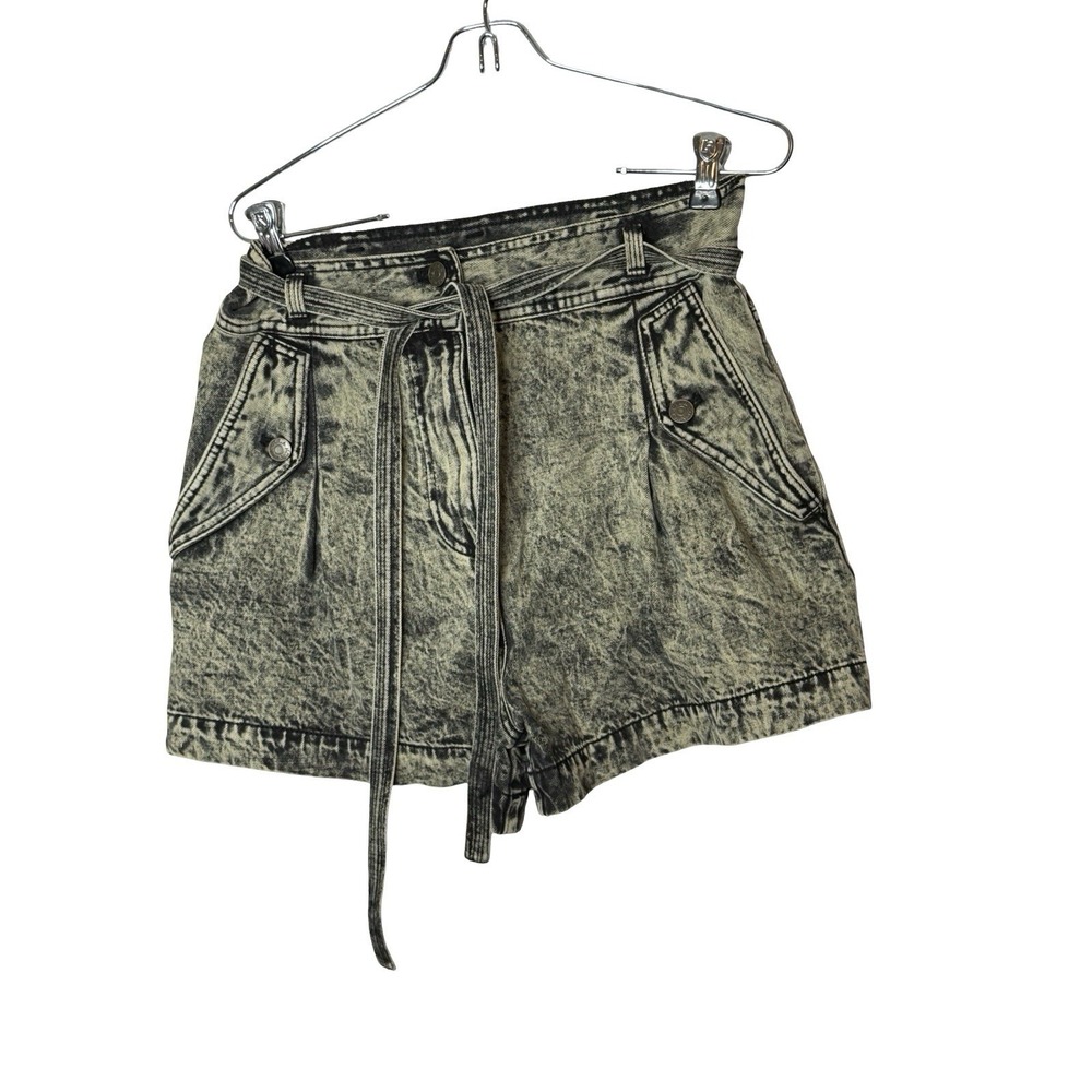 Ulla Johnson Black Gray/black Acid Wash Alec Hi Rise Tie Shorts 4